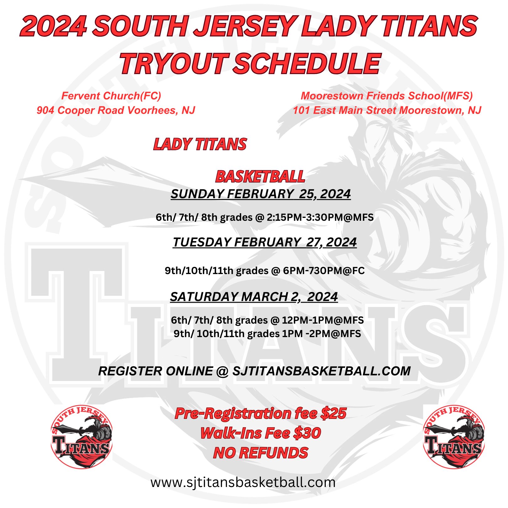 LADY TITANS 2024 SPRING TRYOUTS